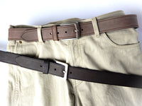 Bild in Galerie Ansicht laden, 4cm breiter Büffel-Ledergürtel,Ziernaht,braun,schwarz 4009 Sonderposten natur, anthrazit 
