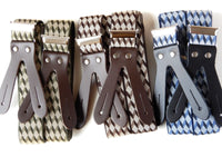 Bild in Galerie Ansicht laden, Hosenträger zum Knöpfen,Leder,Raute,Blau,Oliv,Braun
