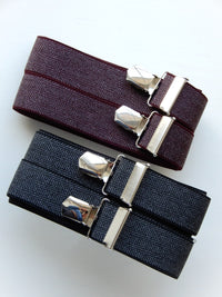 Bild in Galerie Ansicht laden, 4 Voll-Metall-Klipp Hosenträger,Bordeaux,Leder-Verbundstück
