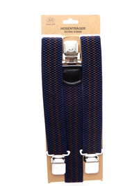 Bild in Galerie Ansicht laden, 3-Clips  4cm breite Hosenträger Y-Fom Alligator-Cip,gestreift,dunkelblau-dunkelbraun-dunkelblau,marineblau
