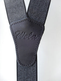 Bild in Galerie Ansicht laden, 3 Ganzmetall-Klipp Hosenträger mit Lederverbundstück 
