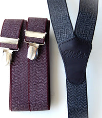 Bild in Galerie Ansicht laden, 3 Ganzmetall-Klipp Hosenträger mit Lederverbundstück 
