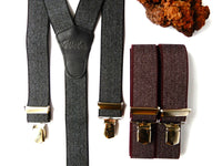 Bild in Galerie Ansicht laden, 3 Alligator-Klip Hosenträger, Fischgrät, grau,bordeaux
