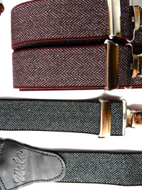 Bild in Galerie Ansicht laden, 3 Klipp Hosenträger, Fischgrät, grau,bordeaux
