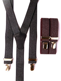 Bild in Galerie Ansicht laden, 3 Alligator-Klip Hosenträger, Fischgrät, grau,bordeaux
