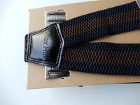 Bild in Galerie Ansicht laden, 3-Clip Hosenträger Y-Form  4cm Breite,3-Clips  4cm breite Hosenträger Y-Fom Alligator-Cip,gestreift,schwarz-dunkelbraun-schwarz
