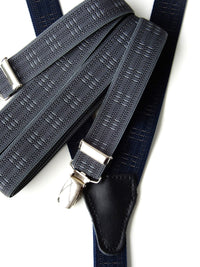 Bild in Galerie Ansicht laden, 3 Clips Hosenträger, schmal in 24mm in Grau oder Blau im Jacquard-Webmuster
