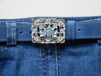 Bild in Galerie Ansicht laden, 3,5 cm breiter Rinderleder-Gürtel &quot;Edelweiß&quot;
