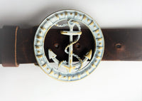 Bild in Galerie Ansicht laden, Anker Nr. 8 rund und offen, in silbrig und Messing/Weiß &quot;used&quot;
