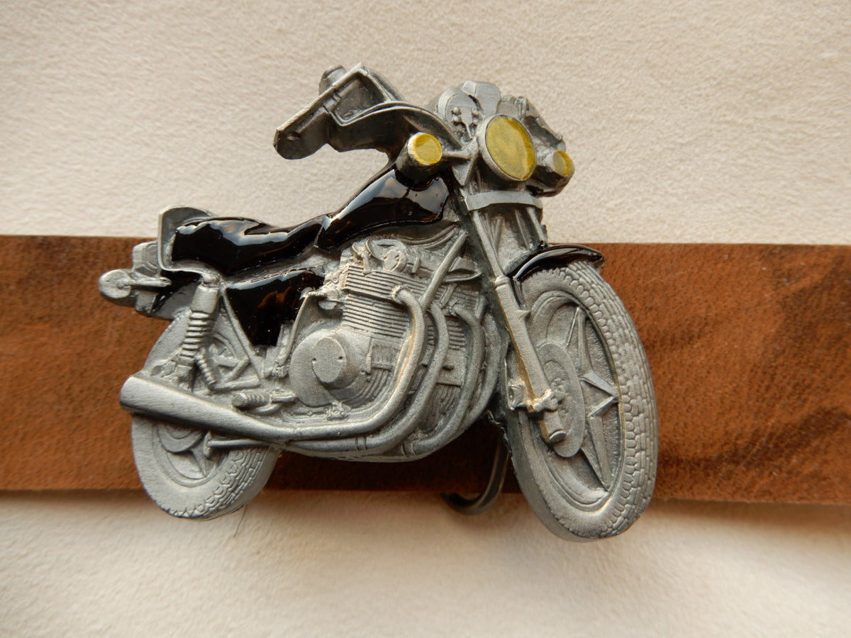 Motorrad-Buckle aus Zinn mit Emaille