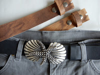 Bild in Galerie Ansicht laden, Druckknopf-Gürtel 4 cm Wasserbüffel-Leder
