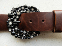 Bild in Galerie Ansicht laden, Damen-Gürtel-Schließe mit Strass in silbriger und schwarzer Ausführung
