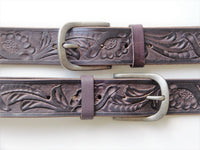 Bild in Galerie Ansicht laden, 4 cm breiter Büffel-Leder-Gürtel mit handgeschnitztem Relief - KüstenKlaus
