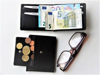 Bild in Galerie Ansicht laden, Superflache Lederbörse mit Geldklip (Dollarclip) und Außen-Münzfach - KüstenKlaus
