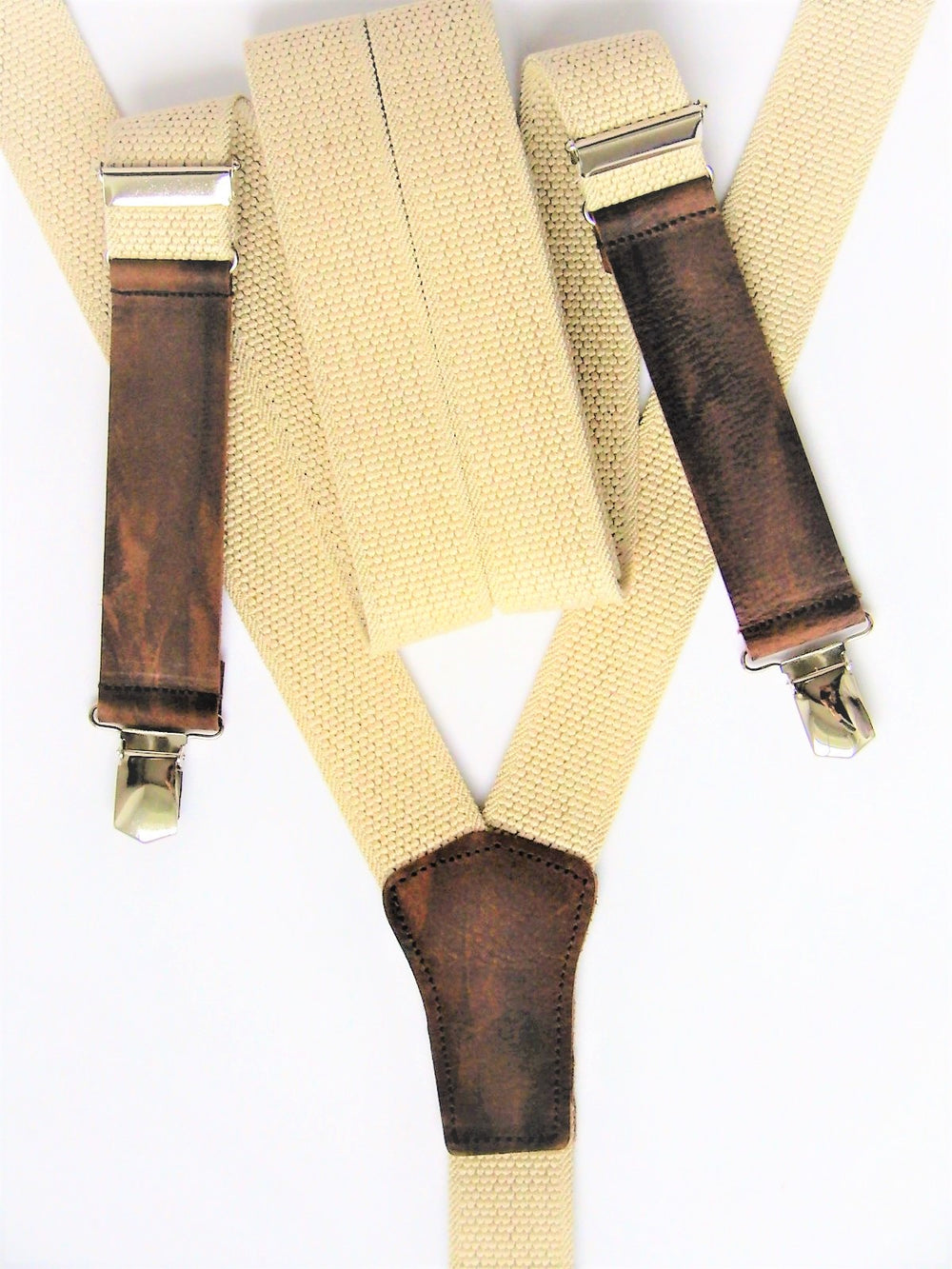 Hosenträger: Starkes Elastikband mit braunem Büffel-Leder, ein Hingucker für jede Kleidung - KüstenKlaus