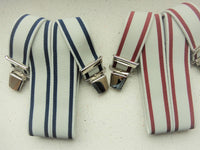 Bild in Galerie Ansicht laden, 4 Klipse Hosenträger mit randl.Streifen, 34 mm Breite
