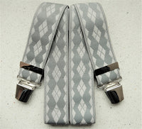 Bild in Galerie Ansicht laden, Edler Jacquard Hosenträger mit 4 Klip in hellgrau (Raute)
