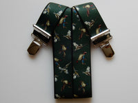 Bild in Galerie Ansicht laden, 3 Klipse Hosenträger mit Vögel-Jagd-Motiv
