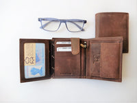 Bild in Galerie Ansicht laden, Hunter-Serie: Hochformat Börse Nr. 2 aus Büffel-Leder, RFID geschützt
