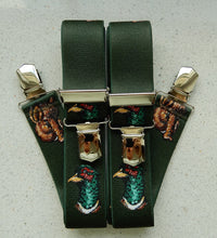 Bild in Galerie Ansicht laden, Jagd-Motiv Hosenträger mit 4 starken Klipsen
