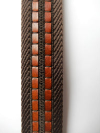 Bild in Galerie Ansicht laden, 3,5 cm breiter Bandgewebe-Gürtel, Braun mit Ledereinlage

